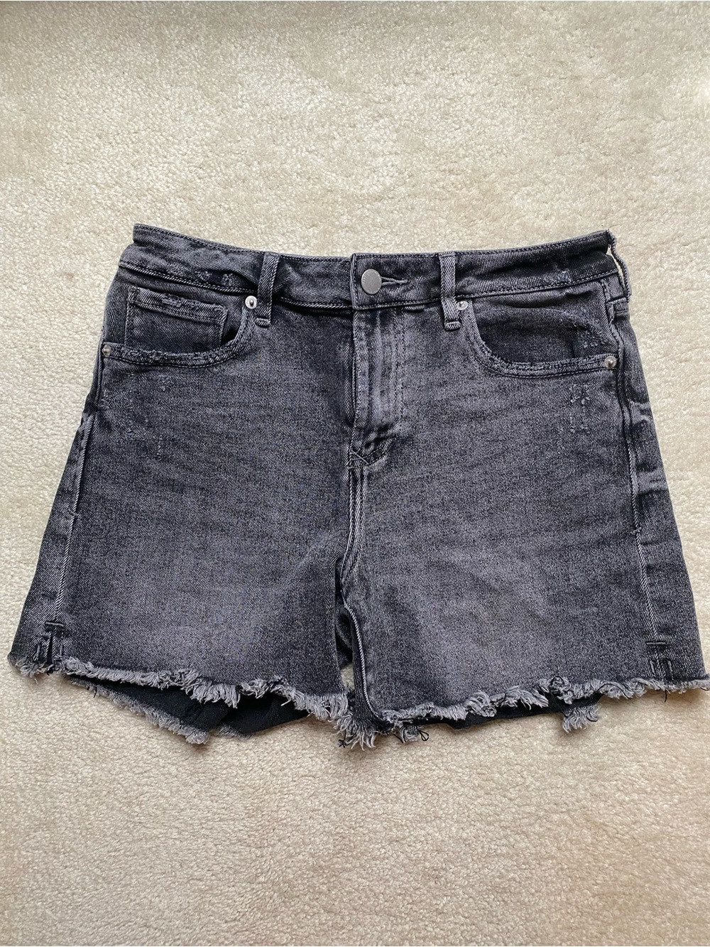 Dear John Julian Black Washed Denim Frayed Hem Shorts